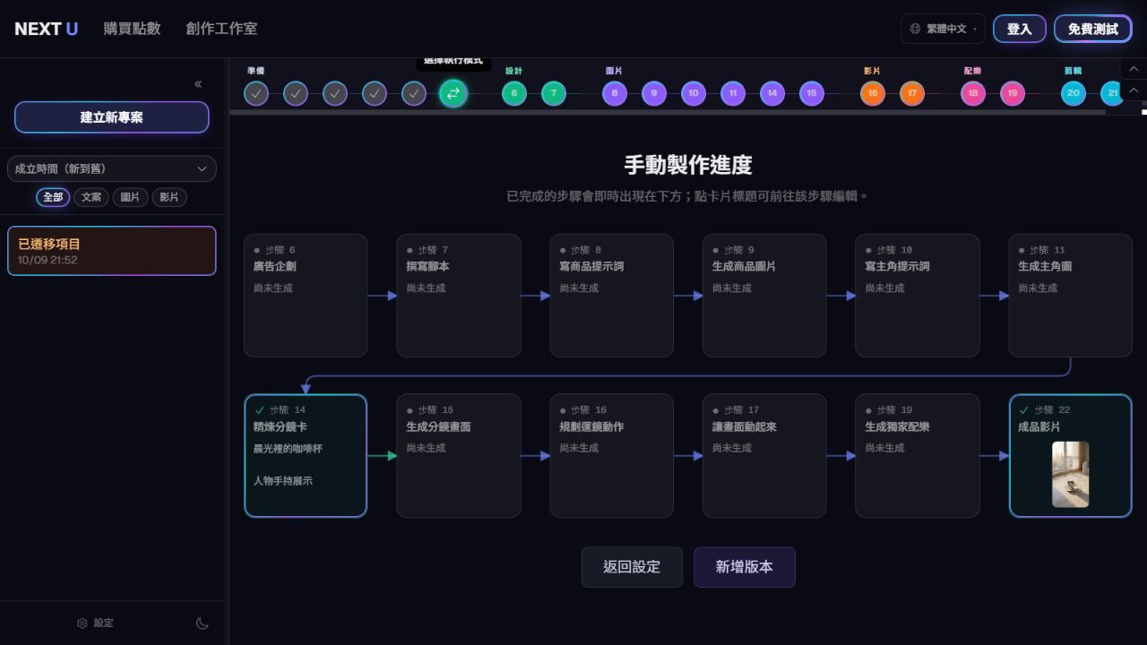 回到已完成的步驟 — NEXT U Studio
