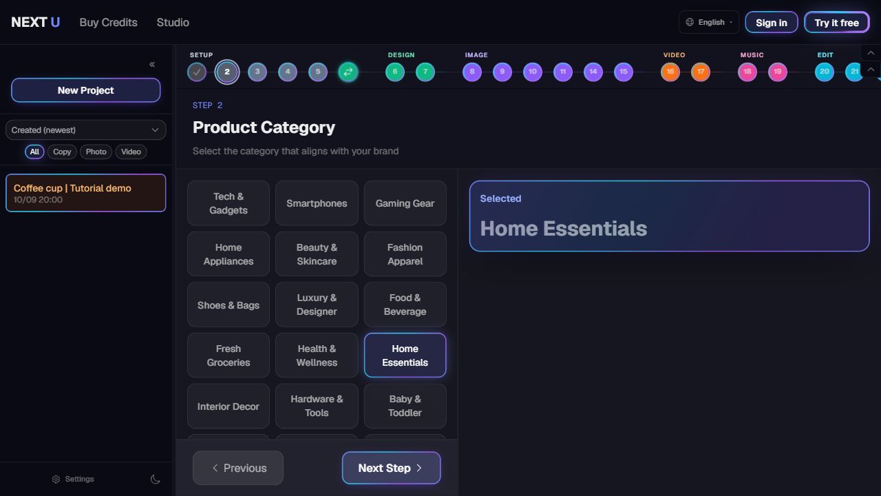 Choose a product category — NEXT U Studio