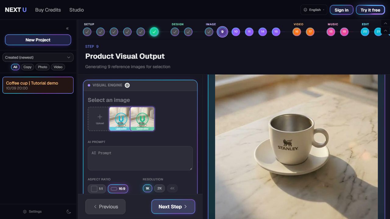 Create and choose product images — NEXT U Studio