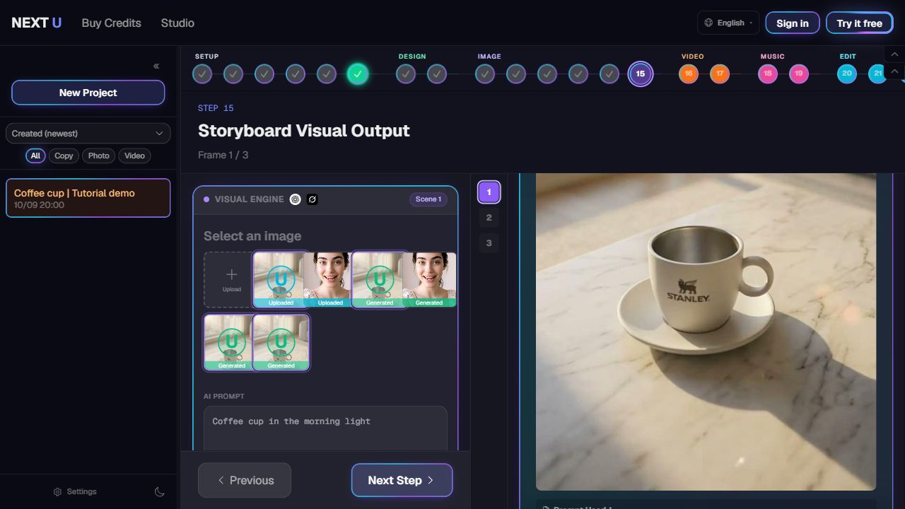 Create storyboard frames — NEXT U Studio
