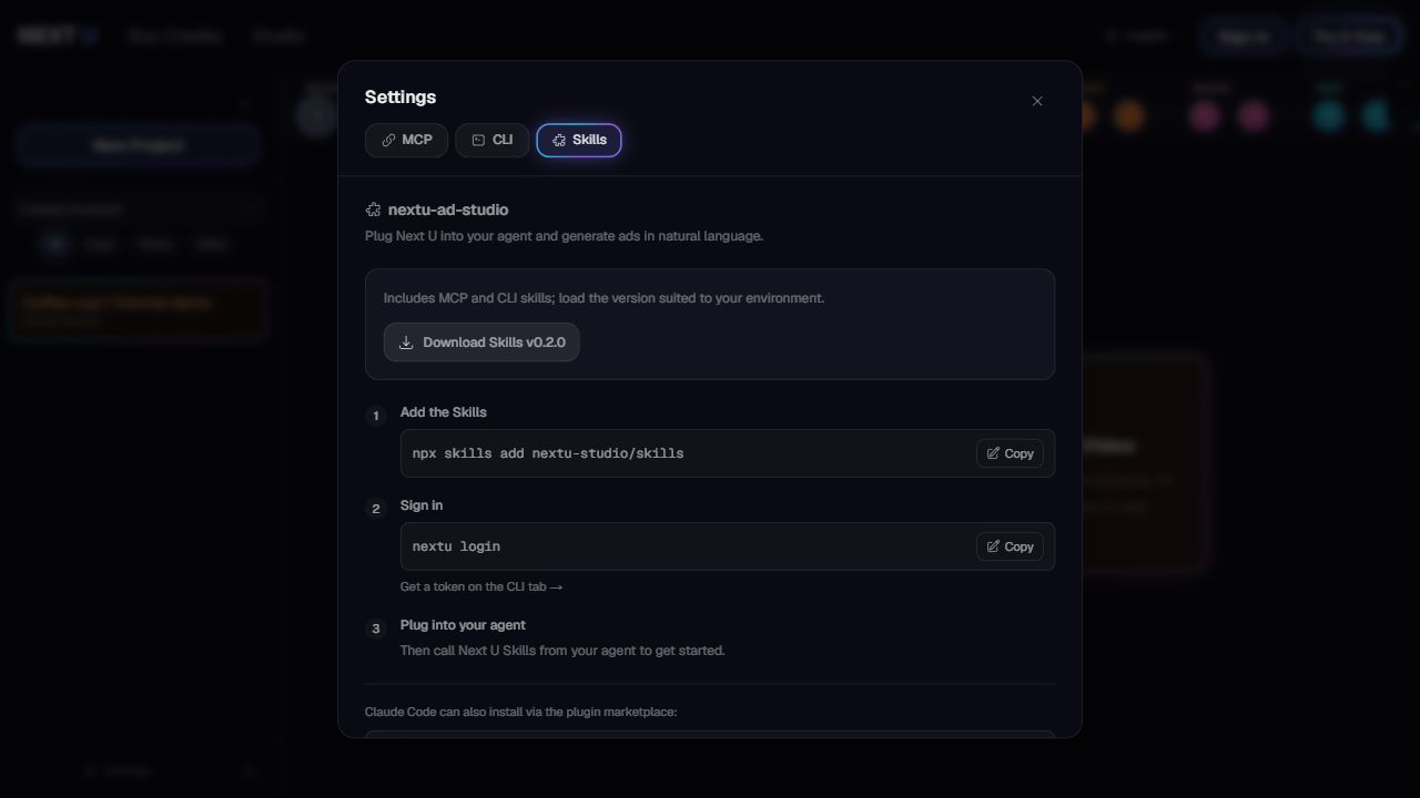 Skills: Download reusable instructions — NEXT U Studio